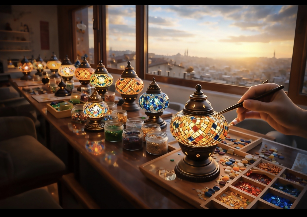 Galata Manzaralı Mozaik Lamba Atölyesi