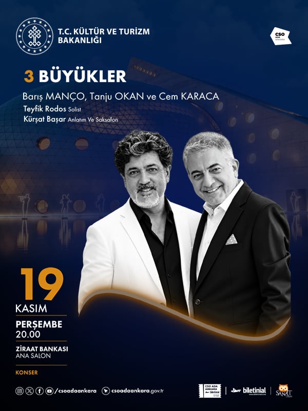 3 Büyükler Barış MANÇO, Tanju OKAN ve Cem KARACA