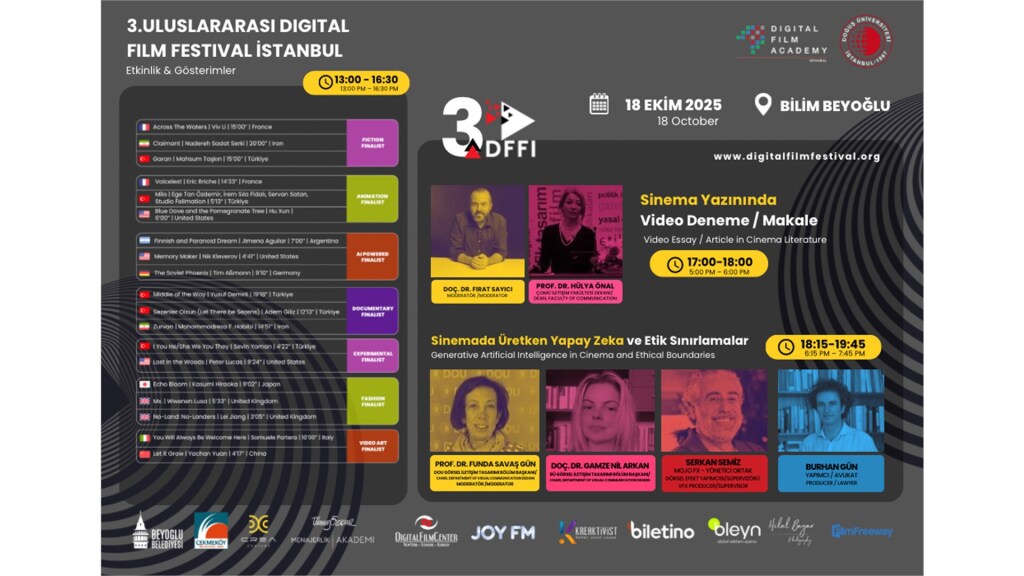3.Uluslararası Digital Film Festival İstanbul - Ücretsiz Gösterim & Etkinlikler - Bilim Beyoğlu