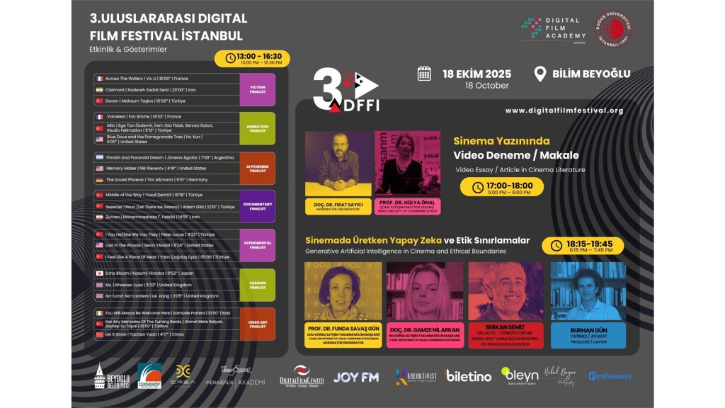 3.Uluslararası Digital Film Festival İstanbul - Ücretsiz Gösterim & Etkinlikler - Bilim Beyoğlu