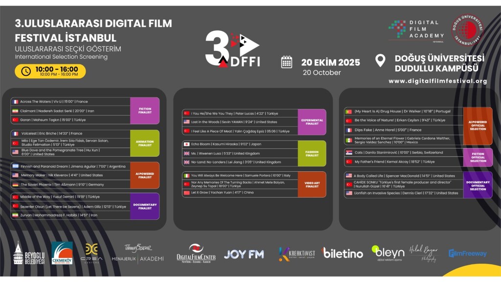3.Uluslararası Digital Film Festival İstanbul - Ücretsiz Gösterim & Etkinlikler - Doğuş Ünv.