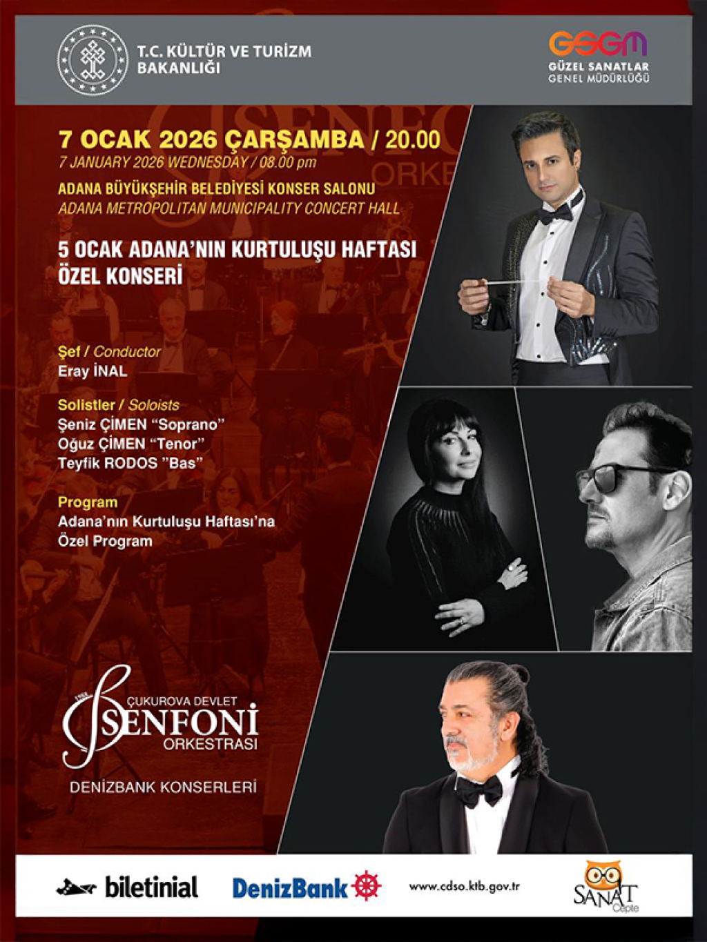 5 Ocak Adana'nın Kurtuluşu Haftası Özel Konseri - Çukurova Devlet Senfoni Orkestrası