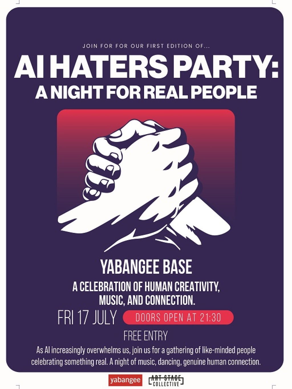 AI Haters Party: A Night for Real People
