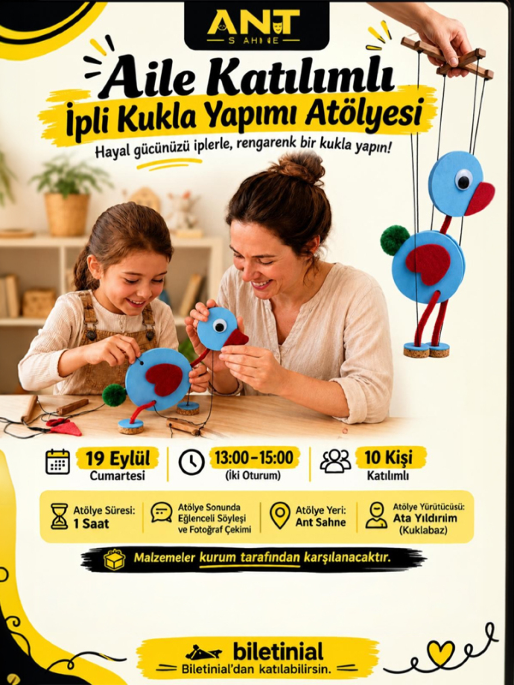 Aile Katılımlı İpli Kukla Yapımı Atölyesi