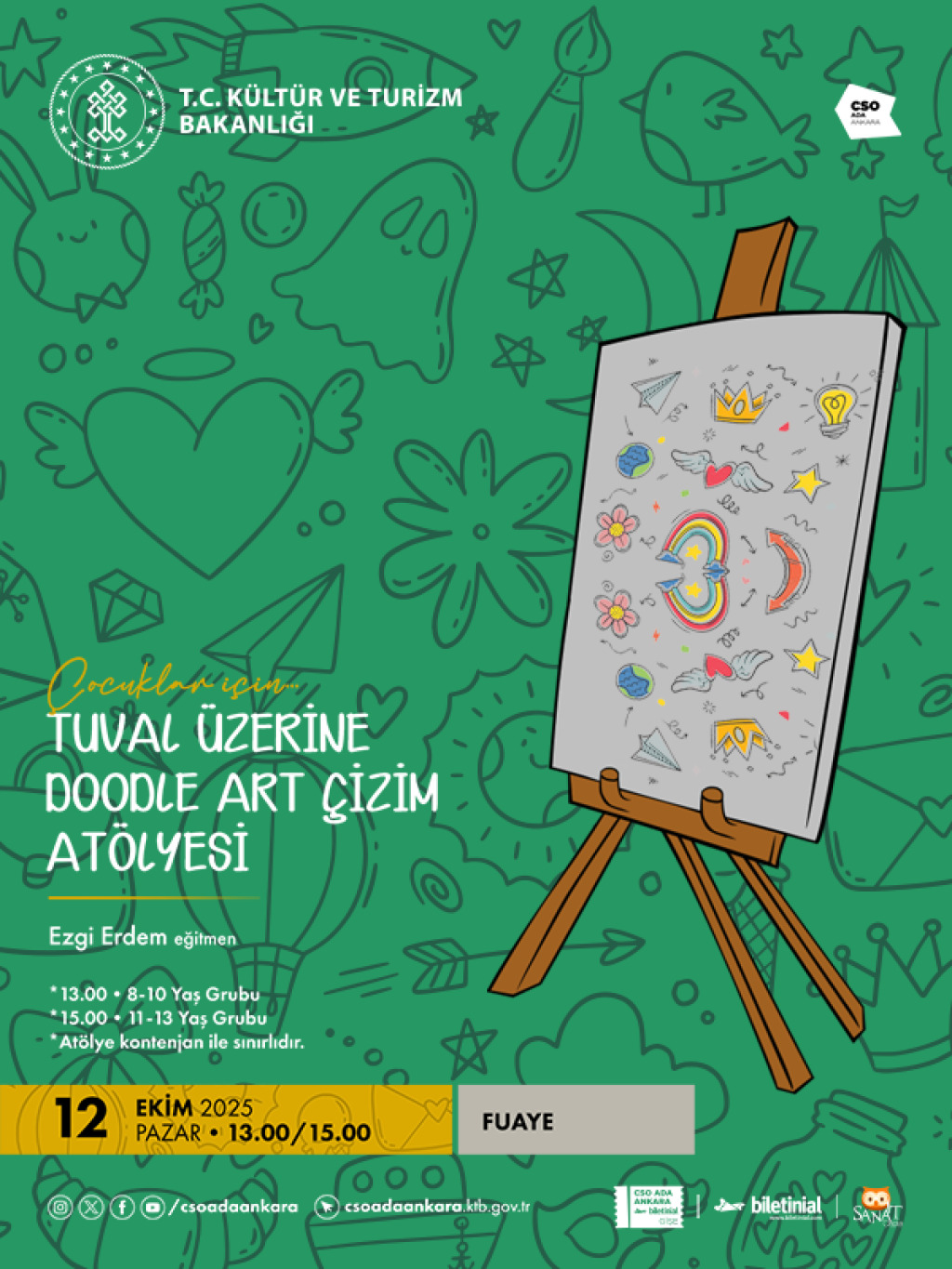 Çocuklar İçin Tuval Üzerine Doodle Art Çizim Atölyesi