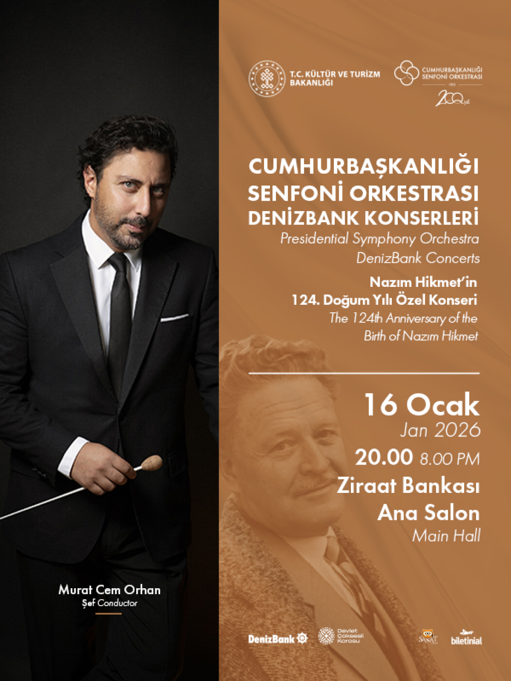 CSO DenizBank Konserleri Nazım Hikmet'in 124.Doğum Yılı Özel