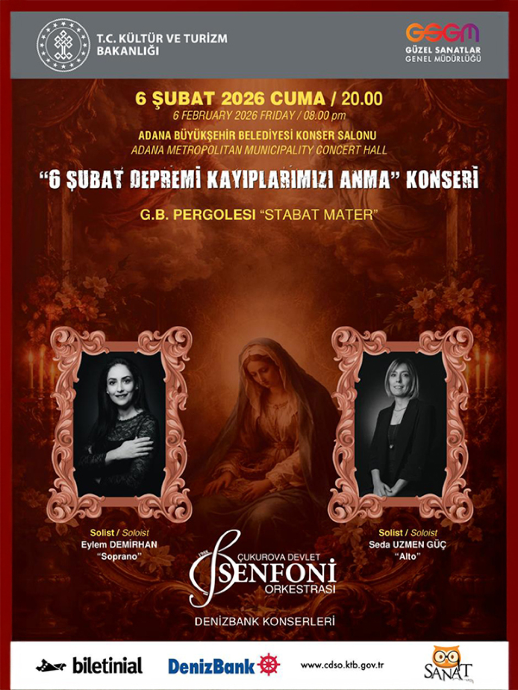 Çukurova Devlet Senfoni Orkestrası - "6 Şubat Depremi Kayıplarımızı Anma Konseri"