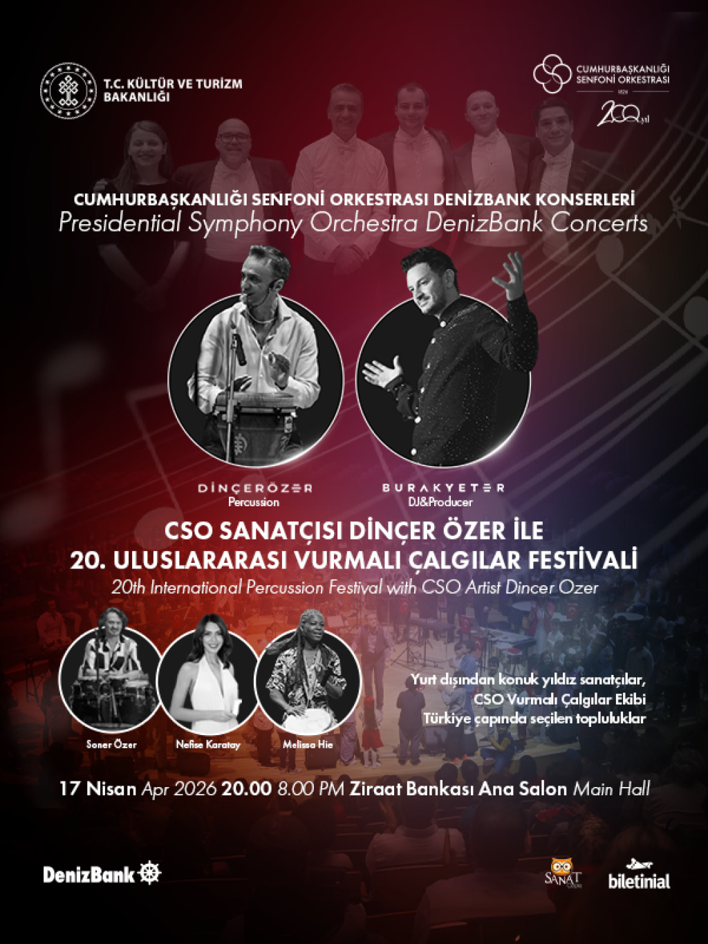 Cumhurbaşkanlığı Senfoni Orkestrası Denizbank Konserleri CSO Sanatçısı Dinçer Özer İle 20. Uluslararası Vurmalı Çalgılar