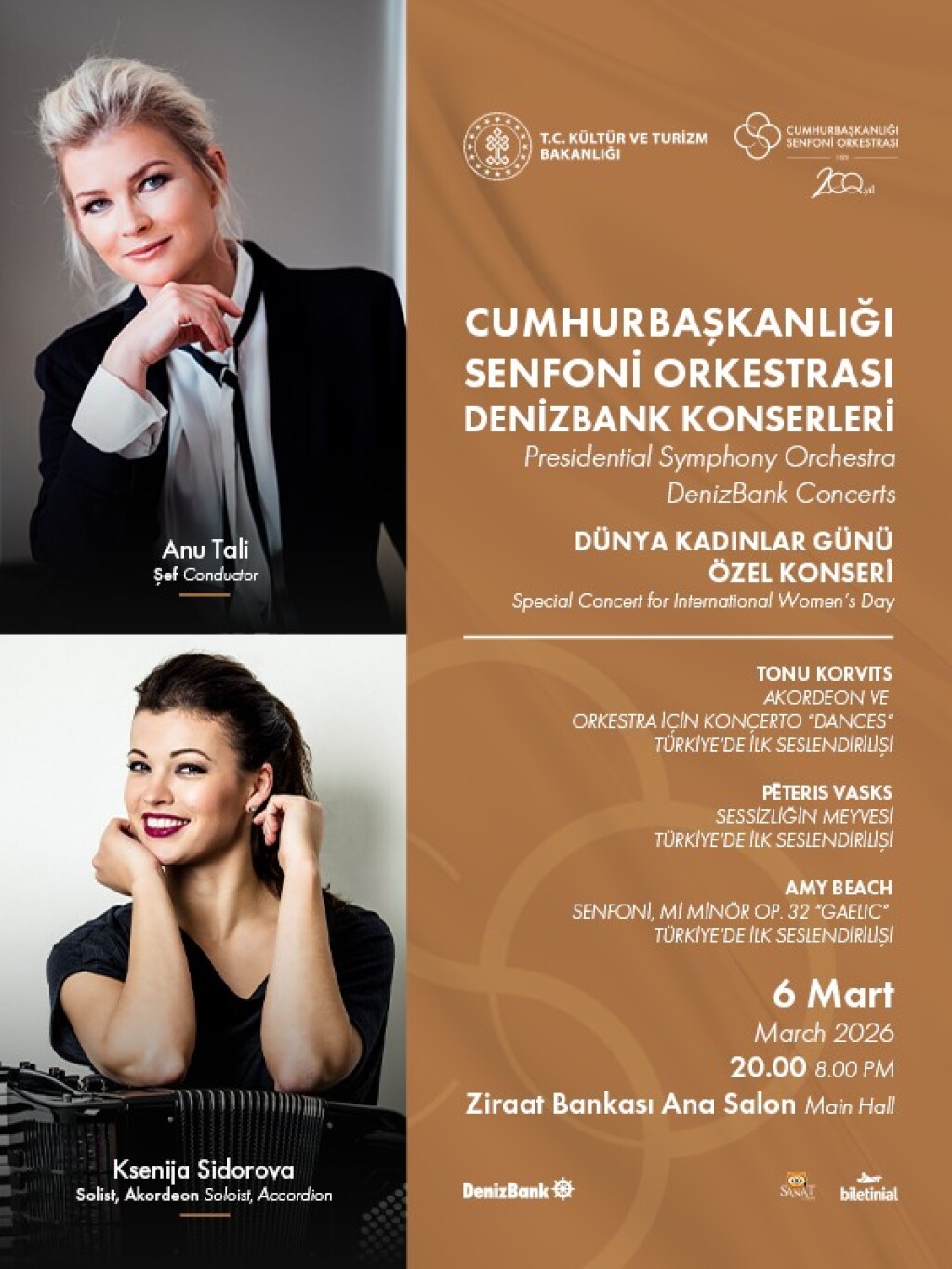 Cumhurbaşkanlığı Senfoni Orkestrası DenizBank Konserleri Dünya Kadınlar Günü Özel