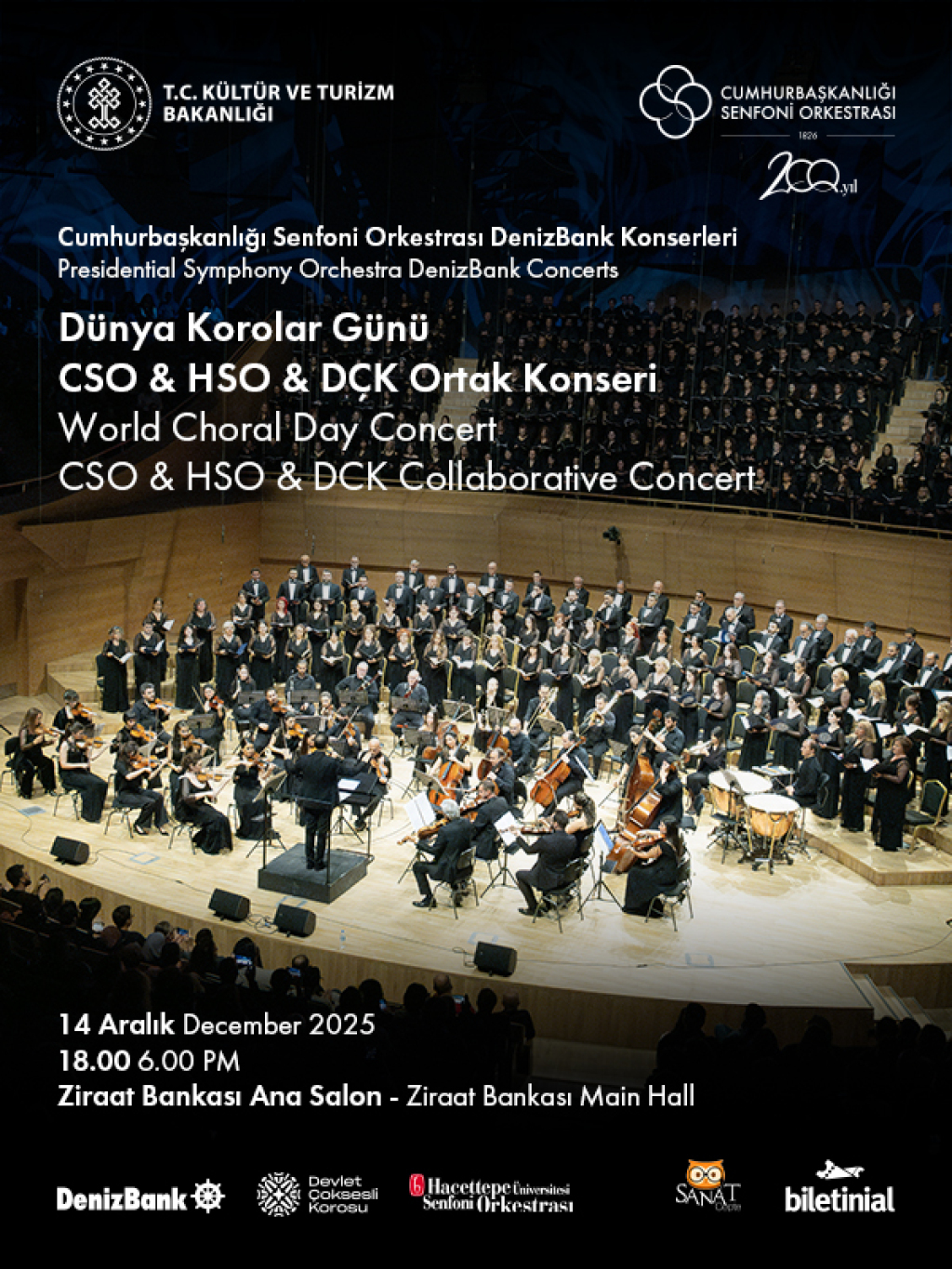 Cumhurbaşkanlığı Senfoni Orkestrası Korosu DenizBank Konserleri Dünya Korolar Günü