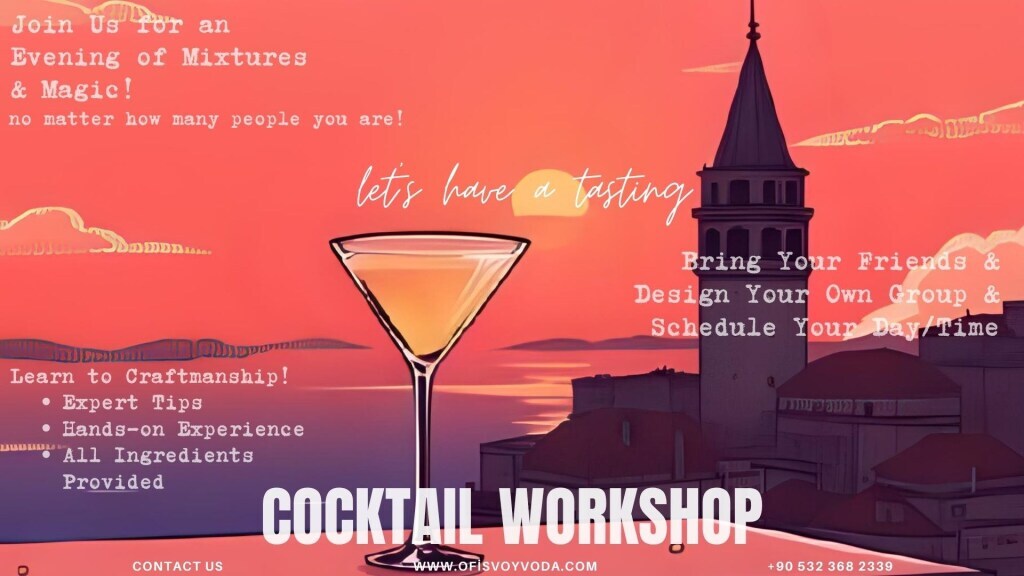 GALATA'da Kokteyl ve Likör Atölyesi (3 Kokteyl)