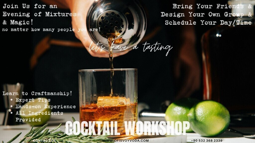 GALATA'da Kokteyl ve Likör Tadım Atölyesi (3 Kokteyl)