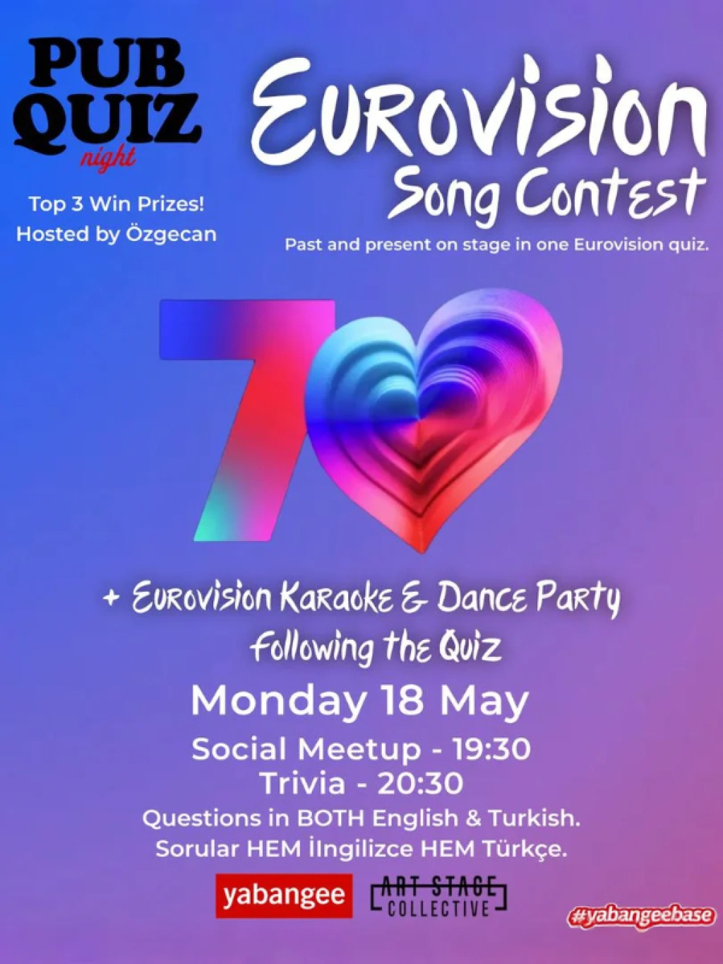 Pub Quiz Night on Eurovision: Questions in English & Turkish