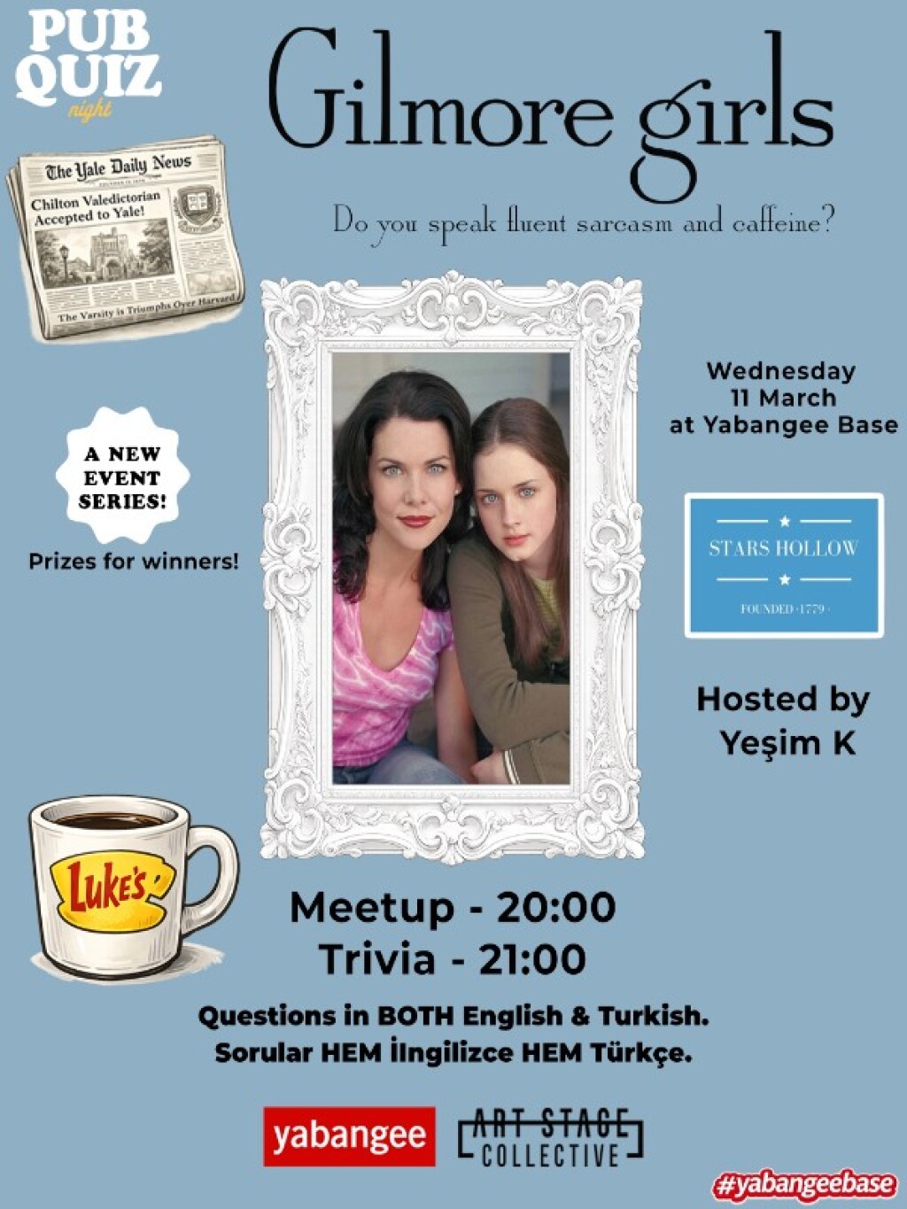 Pub Quiz Night on Gilmore Girls (TV Show): Questions in English & Turkish