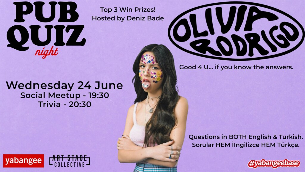 Pub Quiz Night on Olivia Rodrigo: Questions in English & Turkish