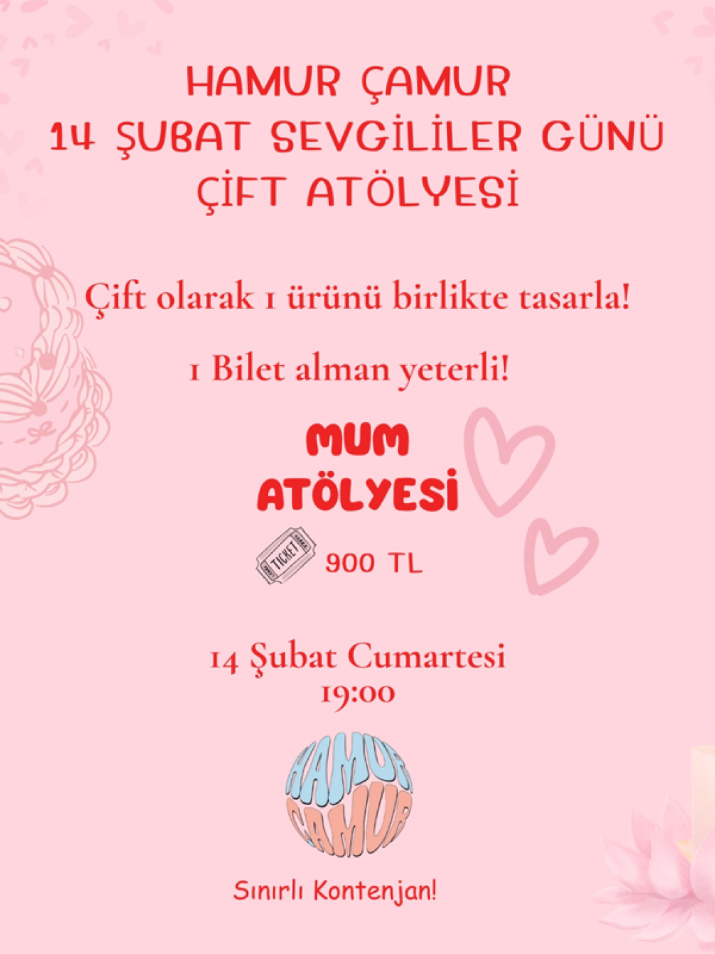 Sevgililer Günü Mum Atölyesi (Çift Katılım Tek Ürün)