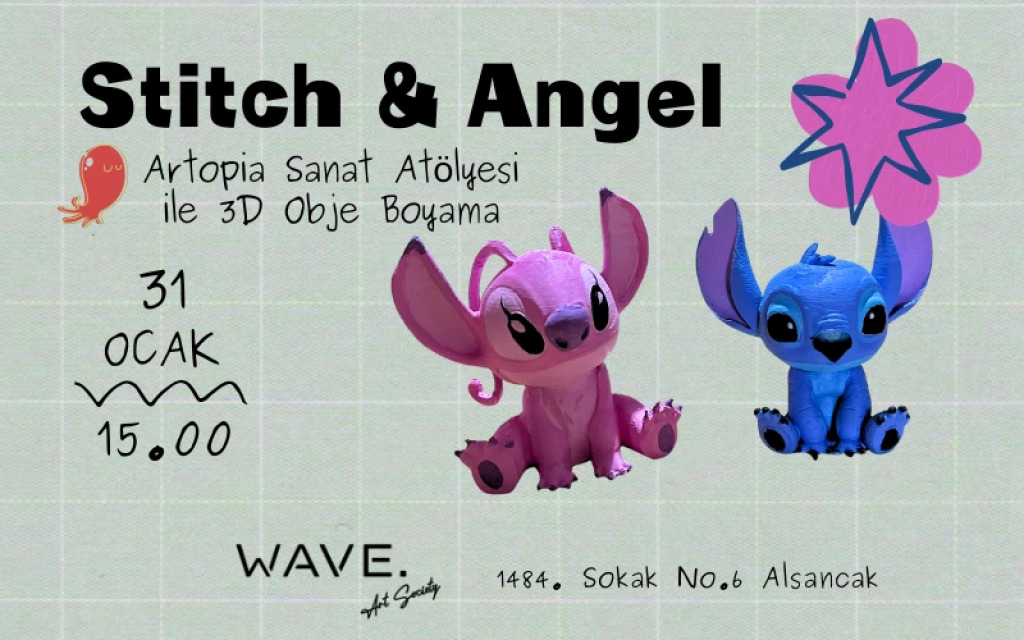 Stitch & Angel 3D Figür Boyama Atölyesi