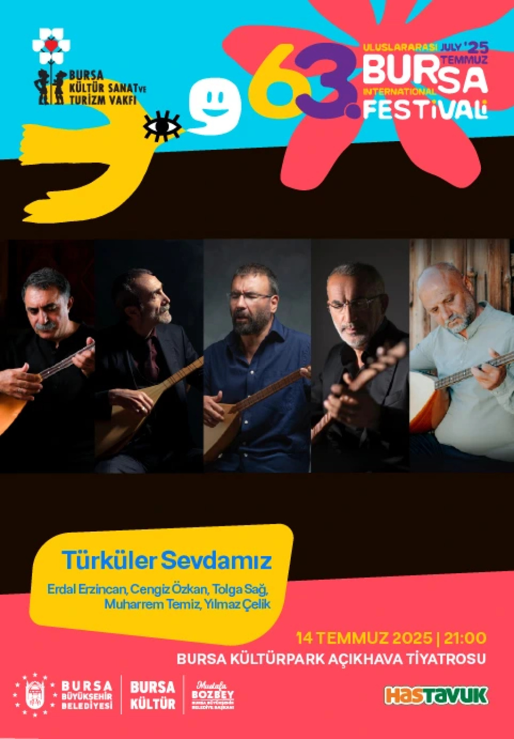 Türküler Sevdamız - Erdal Erzincan, Tolga Sağ, Cengiz Özkan, Muharrem Temiz, Yılmaz Çelik - 63. Uluslararası Bursa