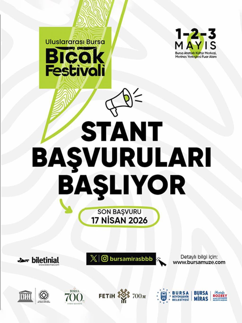 Uluslararası Bursa Bıçak Festivali ve Fuarı 1-2-3 Mayıs 2026 Stant Başvuruları